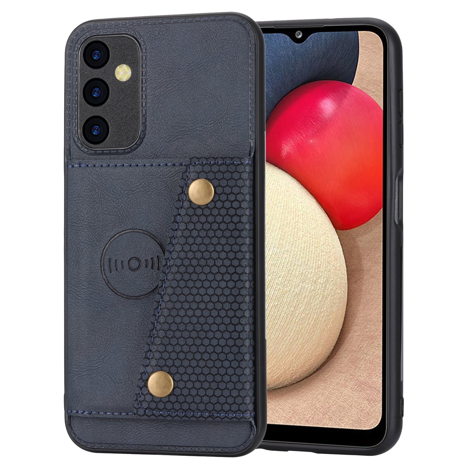 Til Samsung Galaxy A34 5G kortholder med dobbelt knap PU-læderbelagt TPU-etui Bilmontering Metalpladetelefon Kickstand Cover Til Samsung Galaxy A34 5G kortholder med dobbelt knap PU-læderbelagt TPU-etui Bilmontering Metalpladetelefon Kickstand Cover
